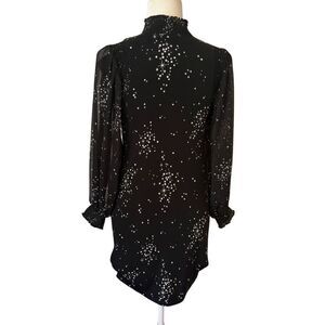 WHBM Black and White Starry Dress with Sheer Sleeves. NEW w/ Tags. Size XXSP.